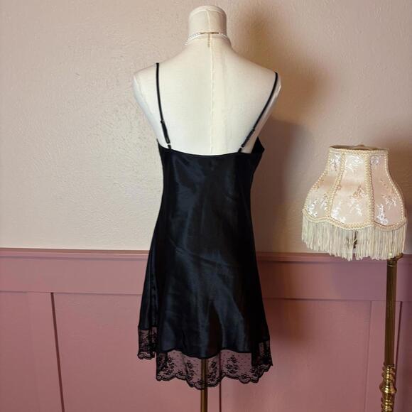 Halston goth fairy coquette lace mini slip dress black sz small vanity whimsy - Picture 4 of 8
